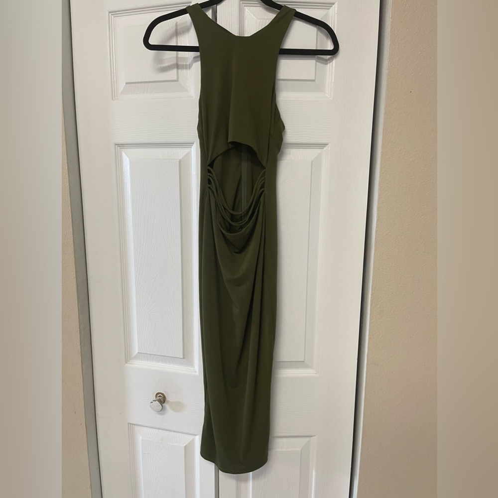 Small hot Miami styles, olive green long dress